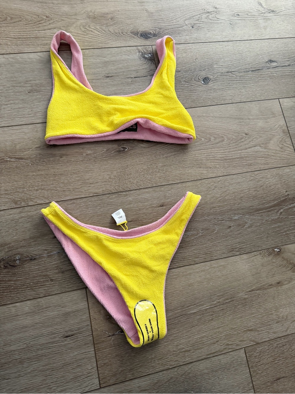 Daily Drills Pink & Yellow Reversible Bikini Set - Picture 3 of 6